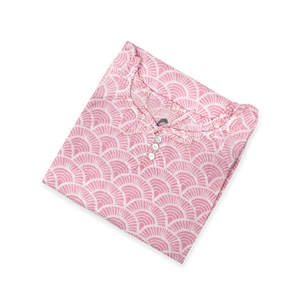 Handprinted Organic Nightgown - Art Deco - Pink