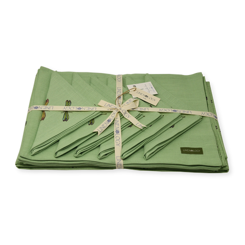 Dining Set - Akitsu - Seafoam - Acrylic Coated Table Cloth, 6 Place mats, Napkins ( Set of 6) (Copy)