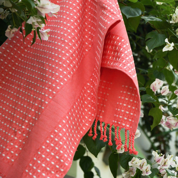 Hammam Waffle Towel - Sunset Coral