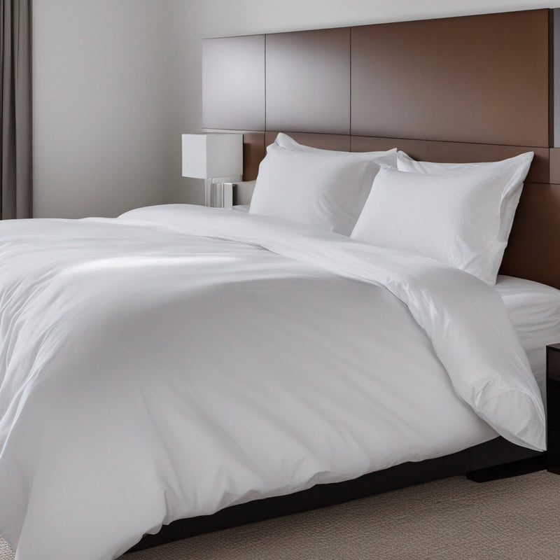 The Hotel Collection - Plain White Double Bed Sheet with Duvet Cover & Two Pillow Covers