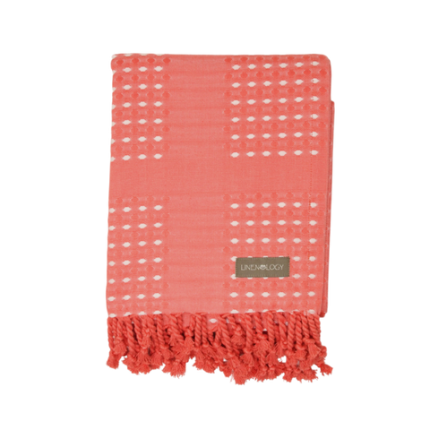 Hammam Waffle Towel - Sunset Coral