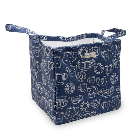 Acrylic Coated Laundry Bag - Cup & Saucer - Navy
