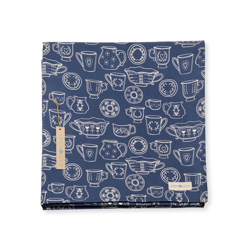 Table Cloth - Cup & Saucer - Navy