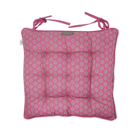 Chair Pad with Ties - Geo Pink Flambé