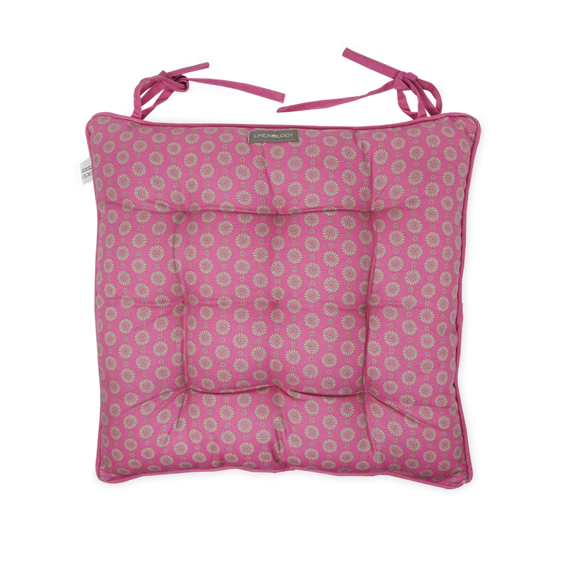 Chair Pad with Ties - Geo Pink Flambé