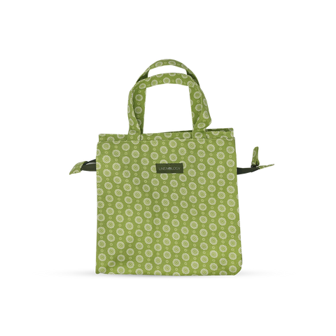 Tall Acrylic Coated Lunch Bag with Zip - Geo Lime