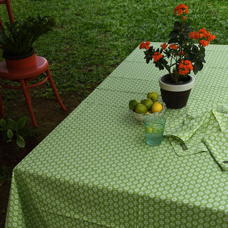 Acrylic Coated Table Cloth - Geo Lime