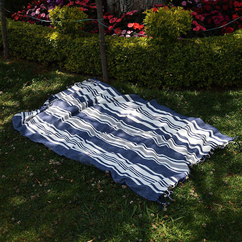 Set of 2 Hammam Towels - Stripes - Indigo, Stone