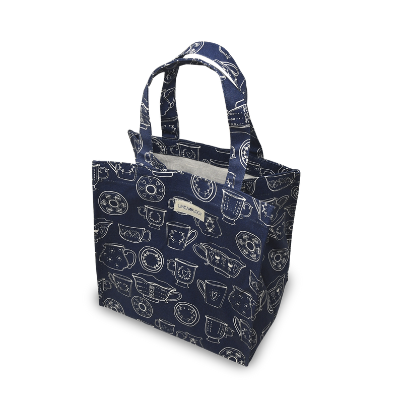 Tall Acrylic Coated Lunch Bag Cup Saucer Navy Thabisa