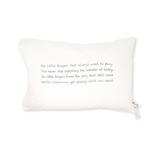 Handprinted Junior Cushion (Kid’s pillow) – Baby Poem - Grey