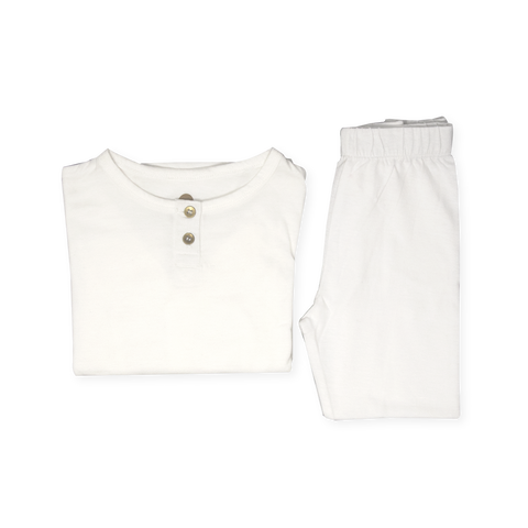 Organic Pyjamas Set - White - Gold Accents