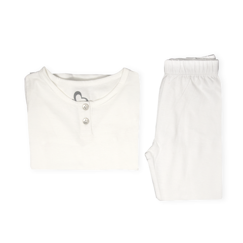 Organic Pyjamas Set - White - Grey Accents