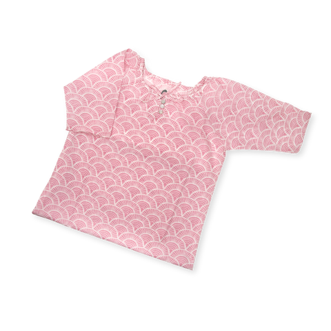 Handprinted Organic Nightgown - Art Deco - Pink