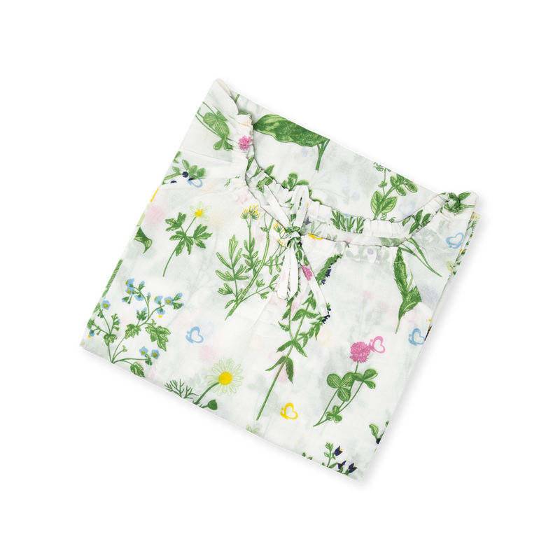Handprinted Organic Nightgown - Swedish Flora