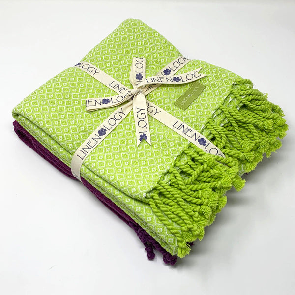 Set of 2 Partridge Eye Towels - Lime Love, Purple Passion