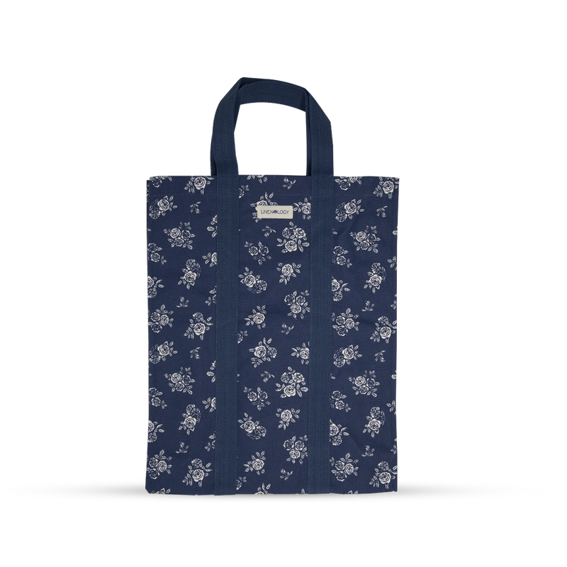 Shopping Bag with Webbing Handle - English Rose - Navy