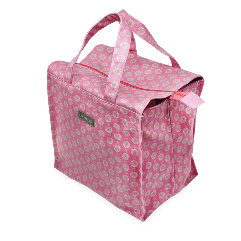 Tall Acrylic Coated Lunch Bag with Zip - Geo Pink Flambé