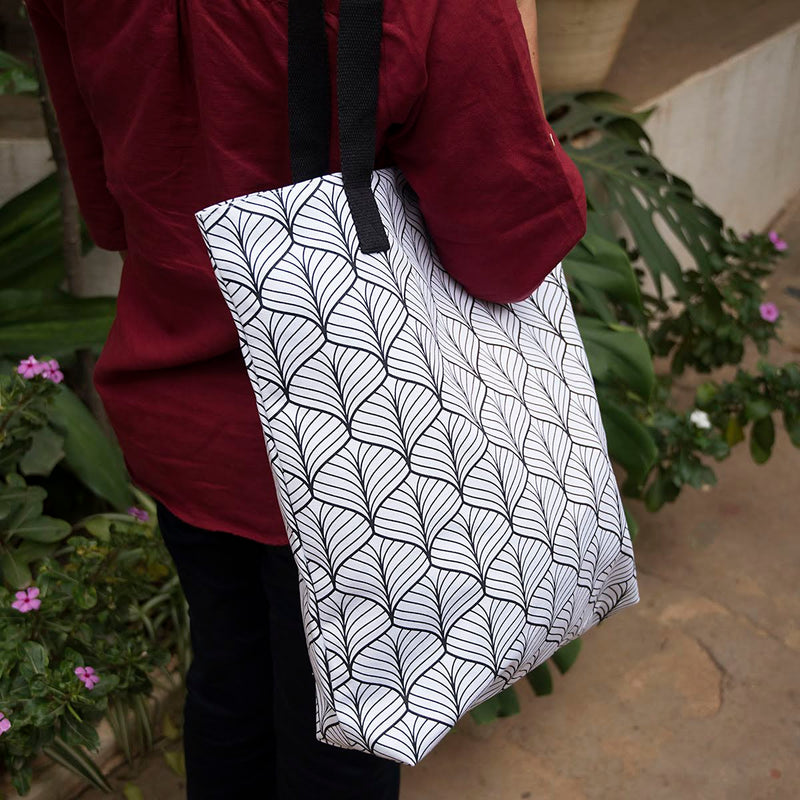 Canvas Tote - Abstract - White