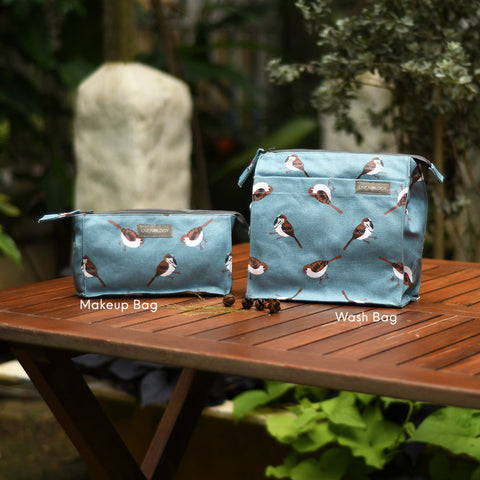Wash Bag Tall - Sparrows - Cameo Blue