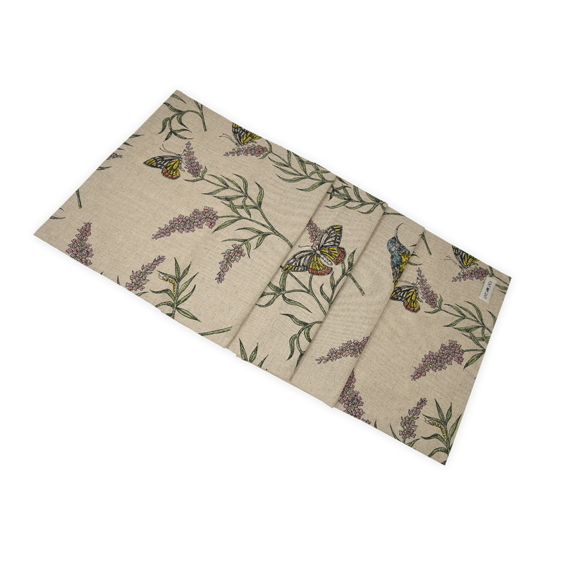Acrylic Coated Table runner - Buddleia - Natural -Print